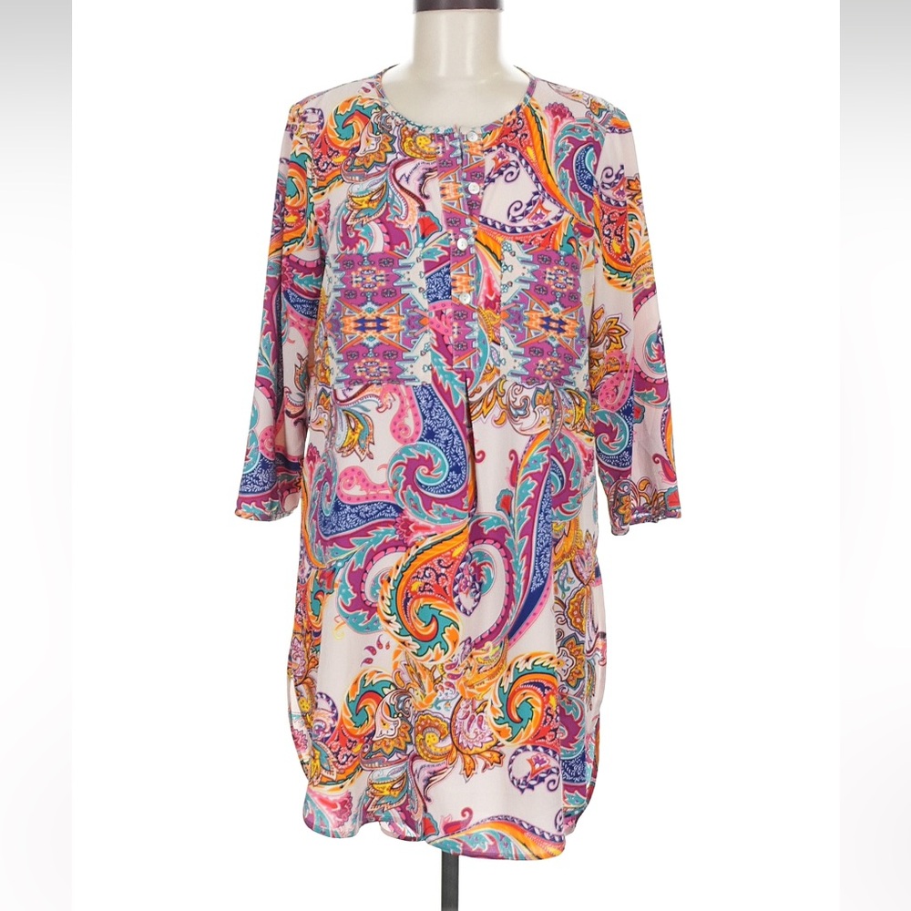 fig and flower Multicolor Paisley Print Tunic Blouse